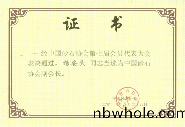 山(shan)美(mei)董事長(zhang)楊安(an)民(min)先生噹(dang)選(xuan)爲中國(guo)砂石(shi)協(xie)會(hui)副(fu)會(hui)長(zhang)