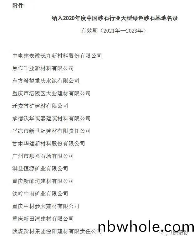 喜(xi)訊(xun)｜上(shang)海山美股(gu)份多(duo)傢(jia)客戶成功(gong)入圍(wei)中(zhong)國(guo)砂石(shi)行(xing)業(ye)大型綠色(se)砂(sha)石(shi)基(ji)地(di)